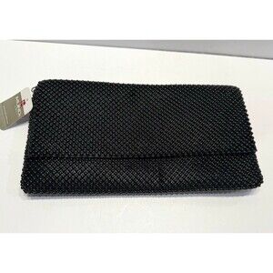 Mundi Womens Beaded Clutch Black Chain Strap Snap Closure Evening Gown Party